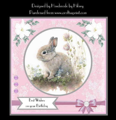 7 Inch Square Card Mini Kit -  Cute Little Bunny 2