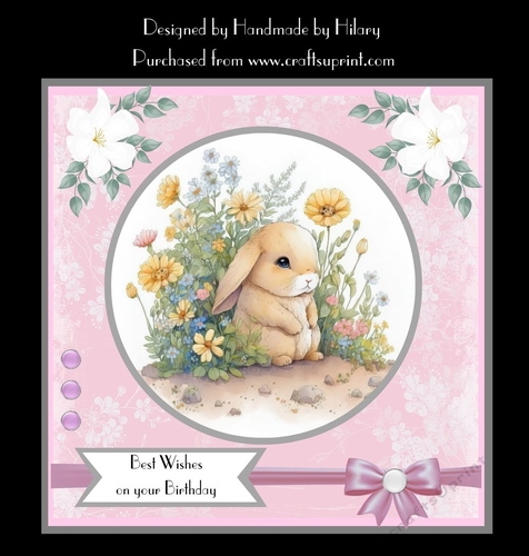 7 Inch Square Card Mini Kit -  Cute Little Bunny 3