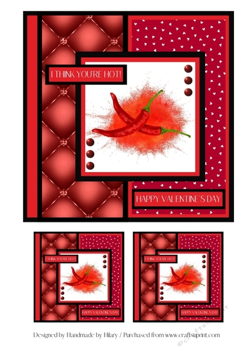 7 inch and 3 inch Square Toppers -   I Think Youre Hot Valentines Day Card
