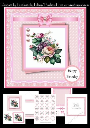7 Inch Square Card Mini Kit -  Peony Bouquet 2