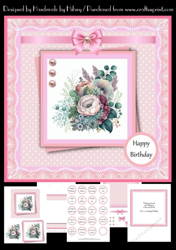 7 Inch Square Card Mini Kit -  Peony Bouquet 4