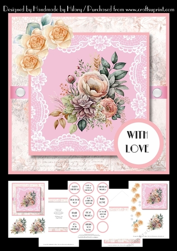 7 Inch Square Card Mini Kit -  Vintage Posy 1
