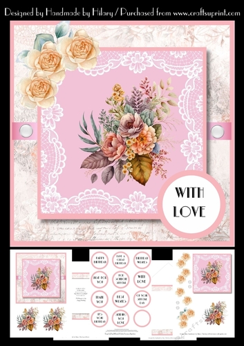 7 Inch Square Card Mini Kit -  Vintage Posy 3