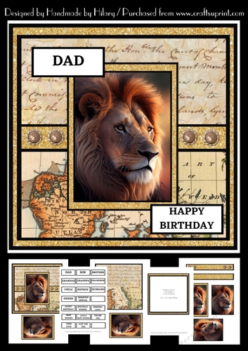 7 Inch Square Card Mini Kit -  Big Cat #1 - Lion 