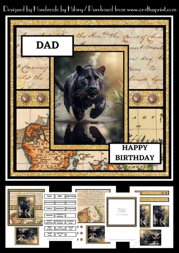 7 Inch Square Card Mini Kit -  Big Cat #3 - Panther