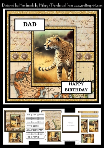 7 Inch Square Card Mini Kit -  Big Cat #5 - Cheetah