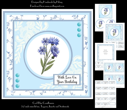 Cool Blue Cornflowers - 7x7 Square Card Kit