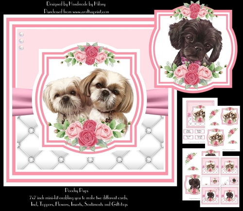 Poochy Pups  - 7x7 Inch Square Card Mini Kit - Makes Two Cards
