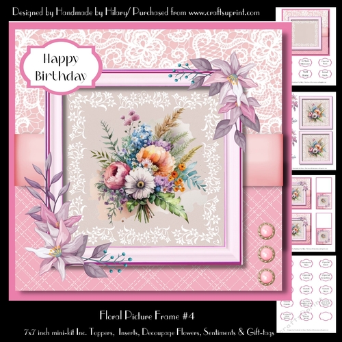 Floral Picture Frame #4 - 7x7 Inch Square Card