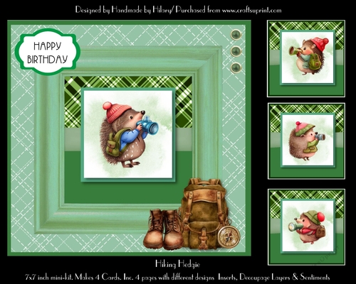 Hiking Hedgie - 7x7 Inch Square Card 