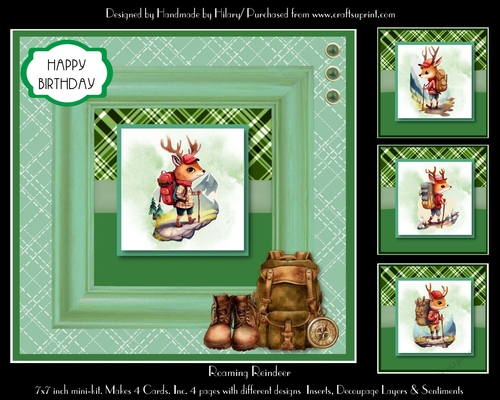 Roaming Reindeer - 7x7 Inch Square Card 