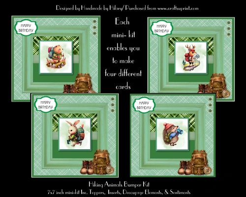 Hiking Animals - 7x7 Inch Square Cards