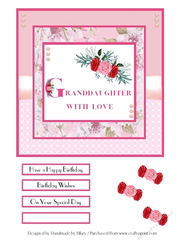 Granddaughter Quick Card (7x7 inch square)