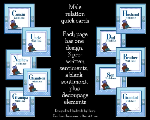 Male Relation Quick Cards - Bumper Kit (includes 10 designs)