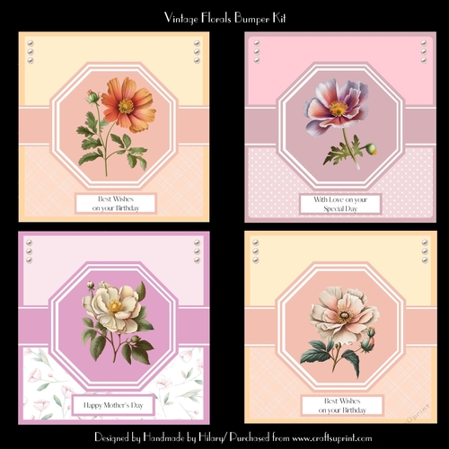 Vintage Florals Bumper Kit (Makes 4 Cards) 