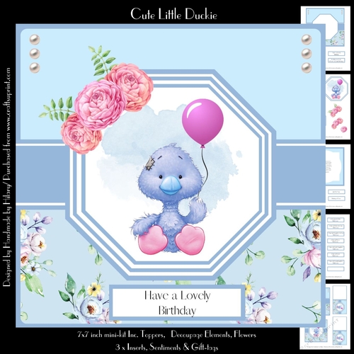 Cute Little Duckie - (7x7 Inch Square Card)