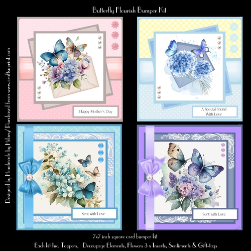 Butterfly Flourish Bumper Kit (makes four cards) 