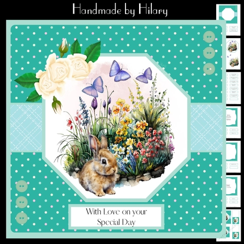 Baby Bunny in the Garden (7x7 inch square card)