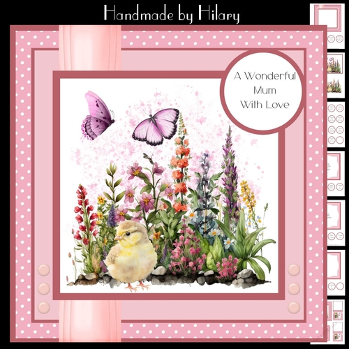 Baby Chick in the Garden (7x7 inch square card)