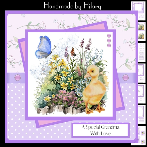 Baby Duckling in the Garden (7x7 inch square card)