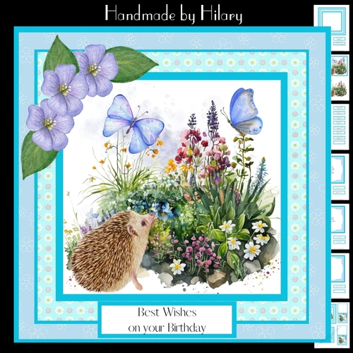 Baby Hedgehog in the Garden (7x7 inch square card)