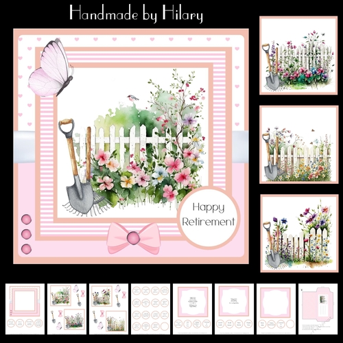 Across the Garden Fence (7x7 inch square card kit - makes 4 cards) 