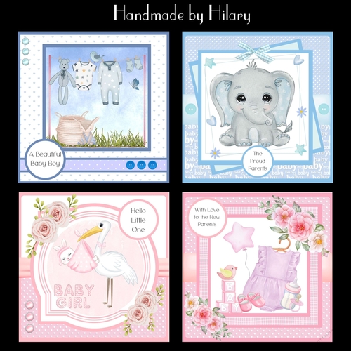 Baby Bumper Kit #1 - Makes 4 cards (7x7 inch square card kits)