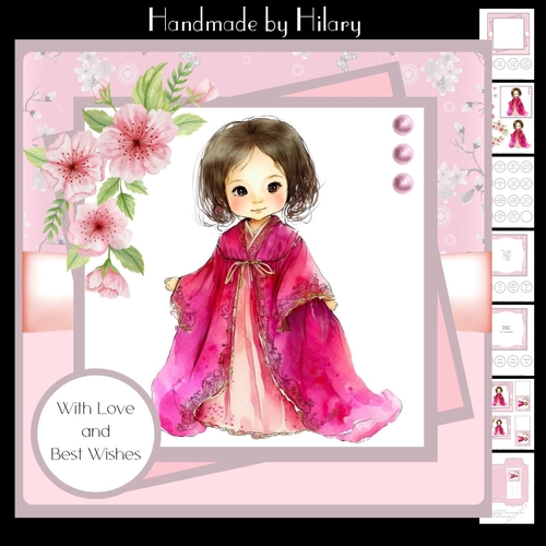 Oriental Princess #3 (7x7 inch square card kit)