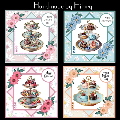 Afternoon Tea Bumper Kit - Makes 4 Cards - (7x7 inch square card kits)