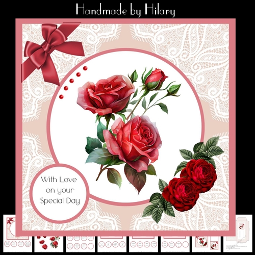 Red Rose Corsage (7x7 inch square card kit)