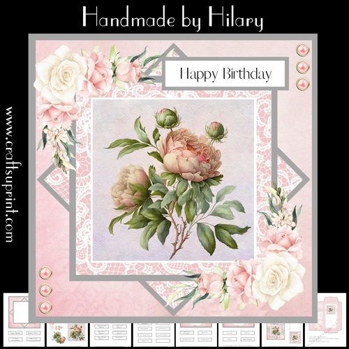 Pretty Peonies (7x7 inch square card kit)