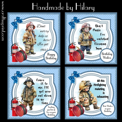 Firemen in Training Bumper Kit (Makes four 7x7 inch square cards)