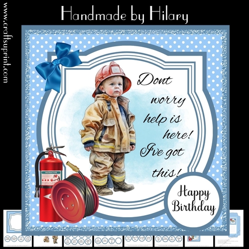 Fireman in Training #1 (7x7 inch square card kit)