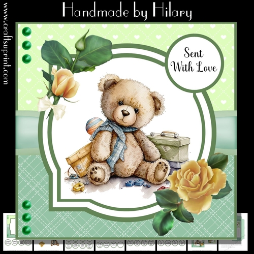 Birthday Bear #3 (7x7 inch square card)