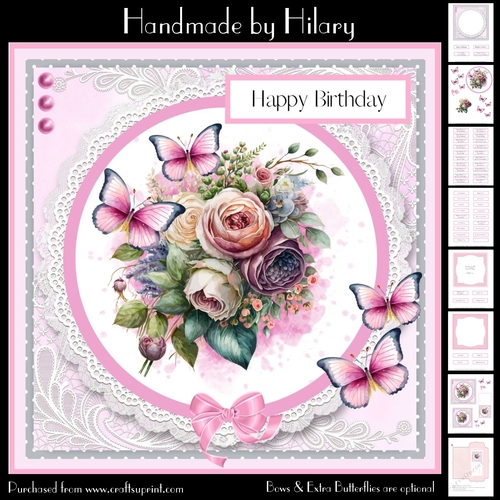 Peonies and Butterflies (7x7 inch square card kit)