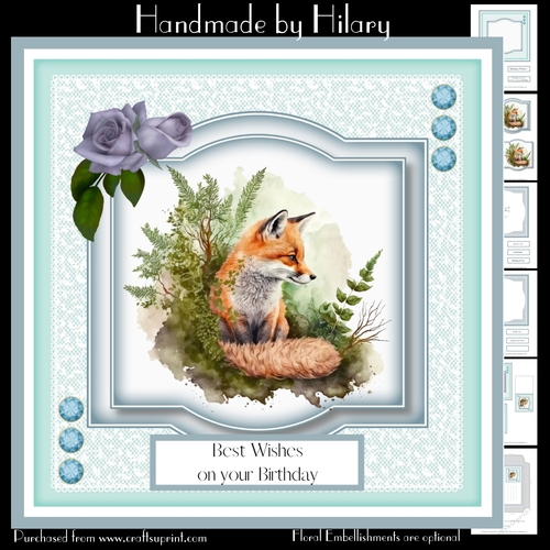 Woodland Fox #1 (7x7 inch square card kit)