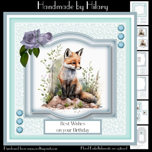 Woodland Fox #4 (7x7 inch square card kit)