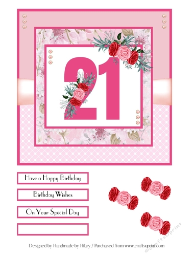 21st Birthday Quick Card - 7x7 inch square