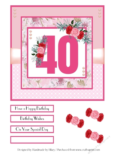 40th Birthday Quick Card - 7x7 inch square