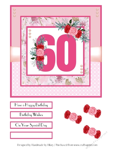 60th Birthday Quick Card - 7x7 inch square
