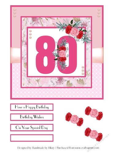 80th Birthday Quick Card - 7x7 inch square