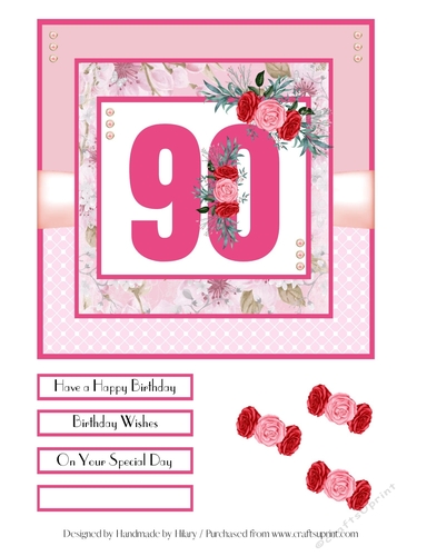 90th Birthday Quick Card - 7x7 inch square