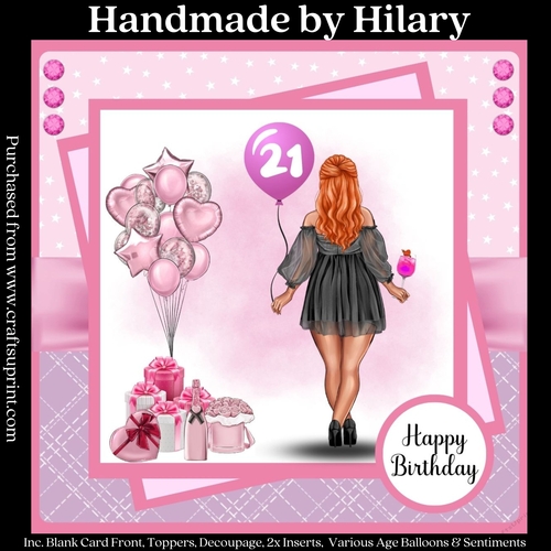 Redhead Birthday Girl - REQUEST (7x7 inch square card kit)