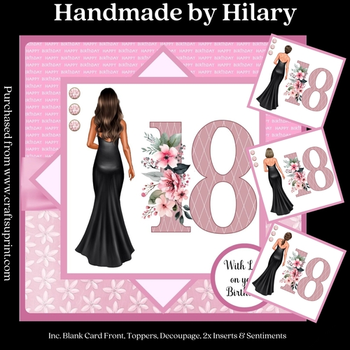 Brunette 18th Birthday (7x7 inch square card kit)