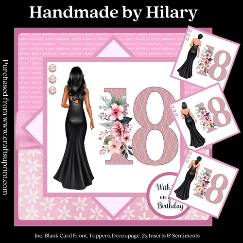 Dark Haired 18th Birthday (7x7 inch square card kit)