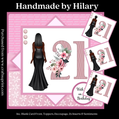 Dark Haired 21st Birthday - Ethnic (7x7 inch square card kit)