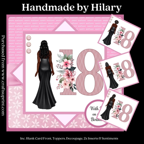 Curly Hair 18th Birthday - Ethnic (7x7 inch square card kit)