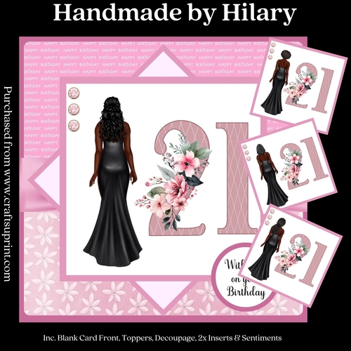 Curly Hair 21st Birthday - Ethnic (7x7 inch square card kit)