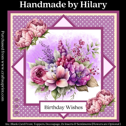 Purple Bouquet #1 (7x7 inch square card kit)