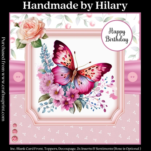 The Pink Butterfly (7x7 inch square mini kit)